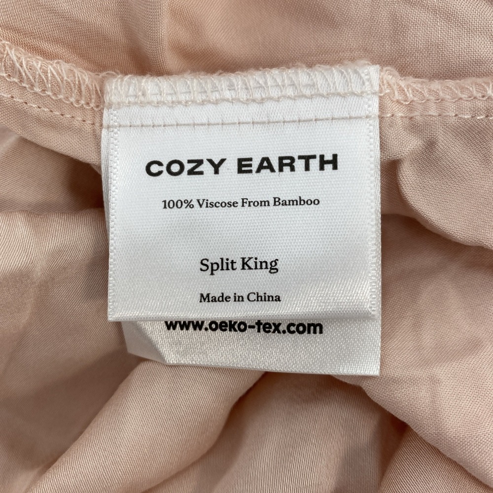 Cozy Earth Sheet Set SPLIT KING Peony Pink Luxury Viscose Bamboo Canvas Tote - Picture 5 of 10